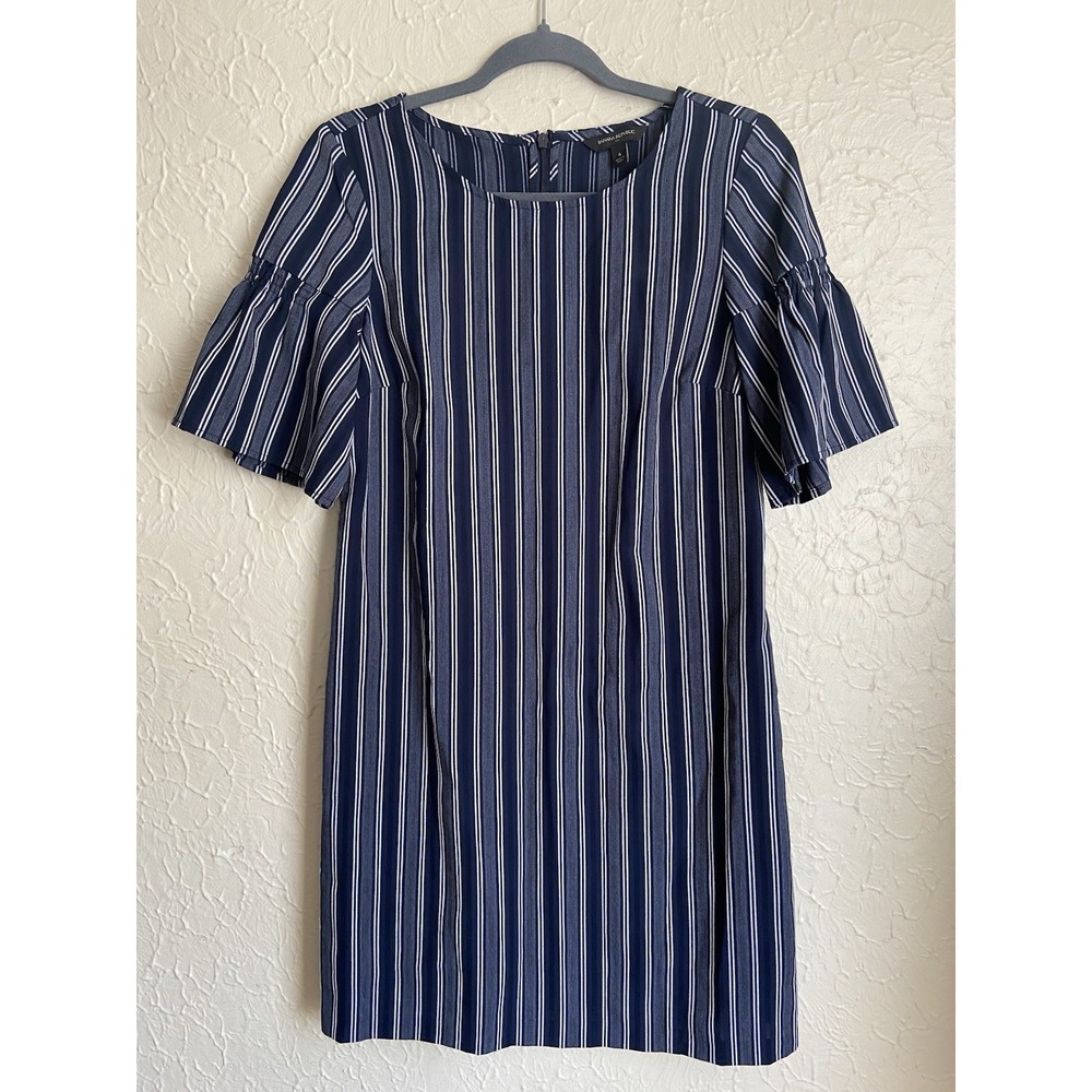 Banana Republic Dress Womens 6 Blue White Stripe Preppy Office Job Careerwear
